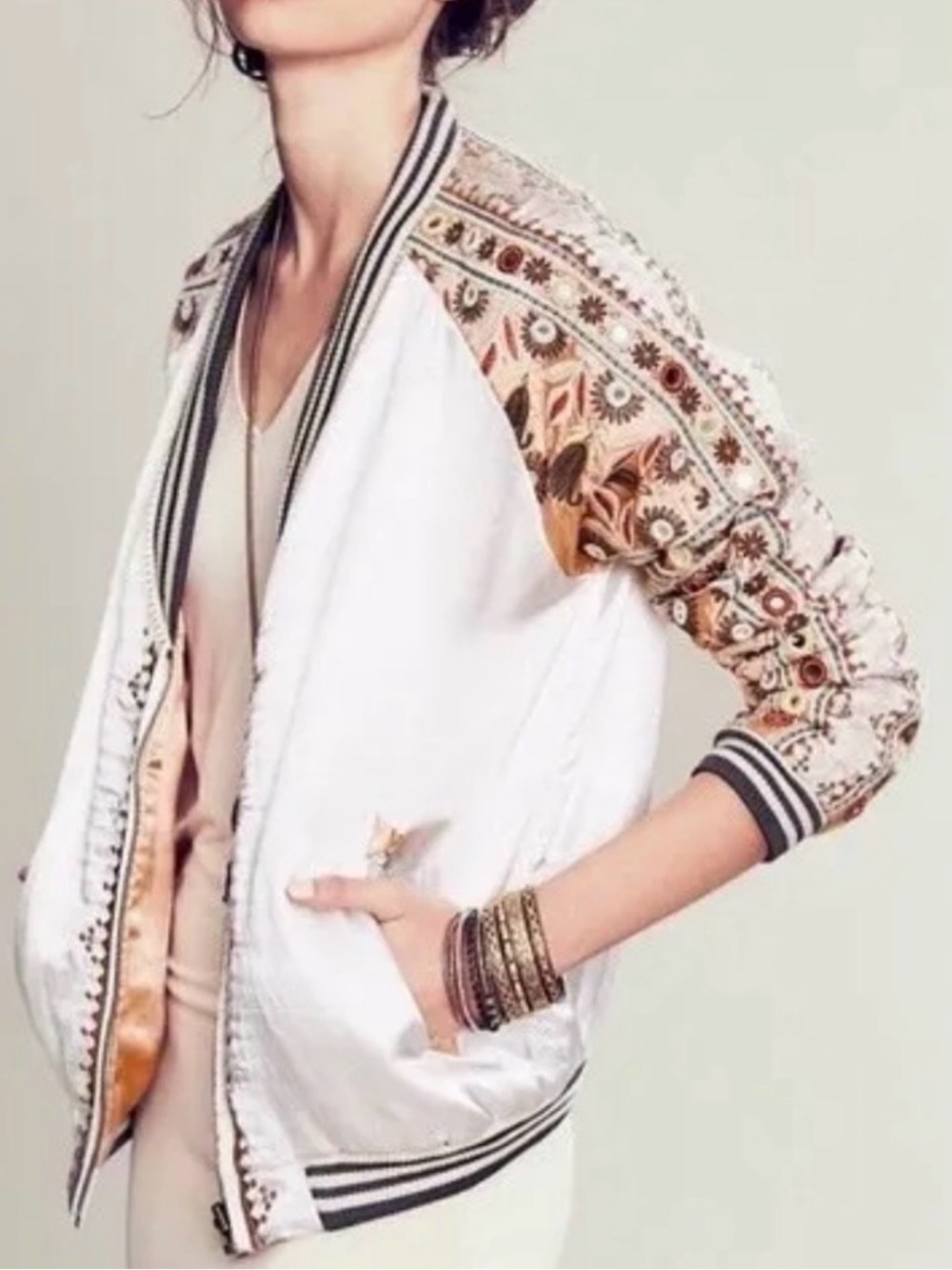 FP New Romantics Baseball Embellished Jacket large